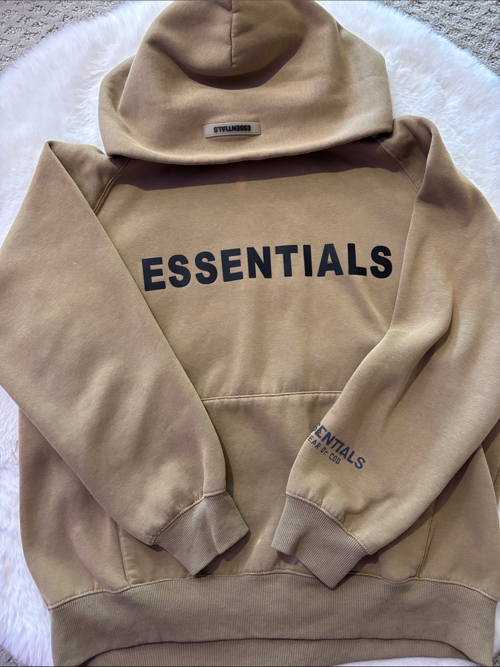 Essentials Men Crewneck Sweatshirt in Tan with Front Logo